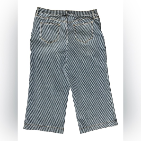 Lands’ End Recover High-Rise Striped Wide Leg Crop Jeans – Size 16 Petite - Picture 4 of 9